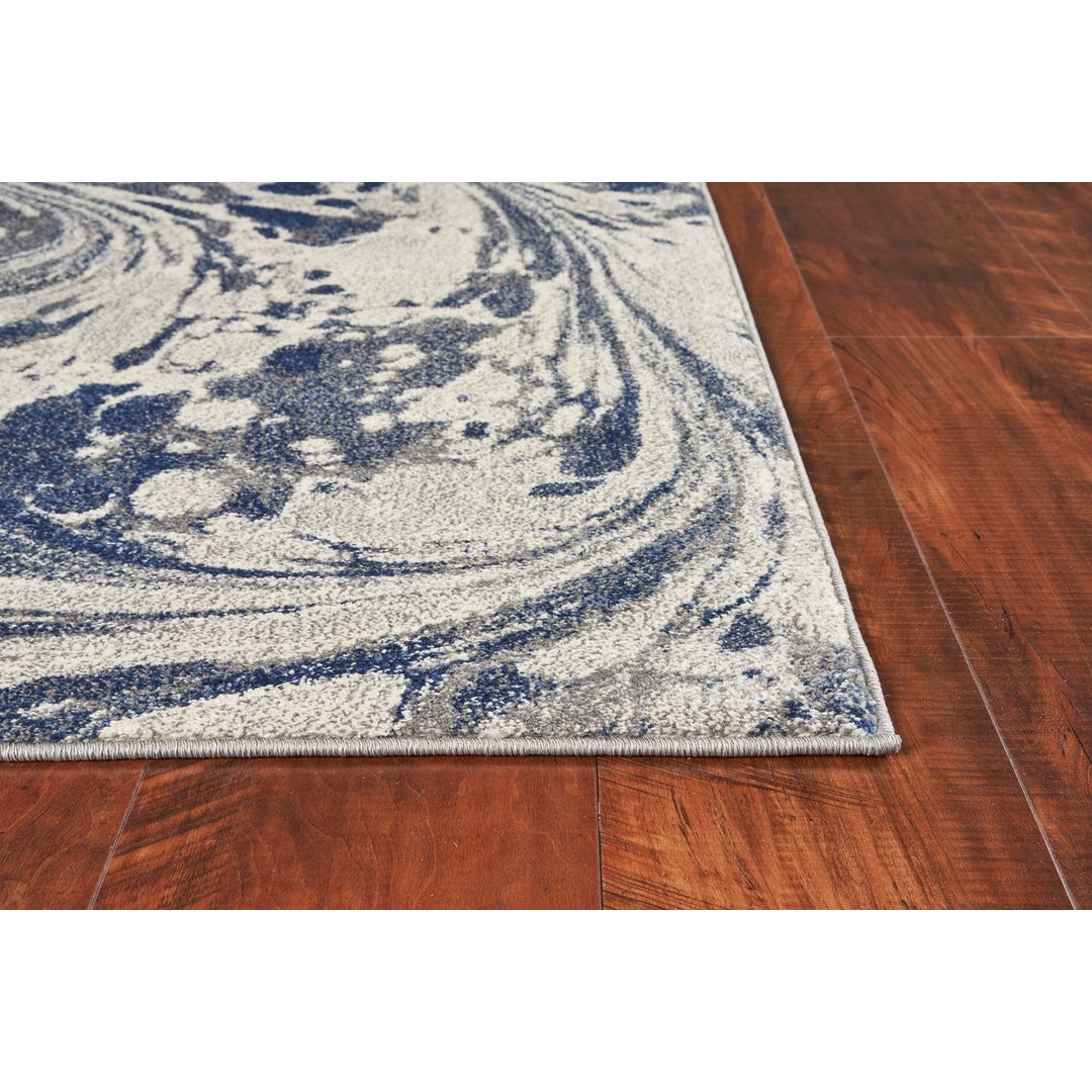 3X5 Grey Blue Machine Woven Marble Indoor Area Rug Image 4