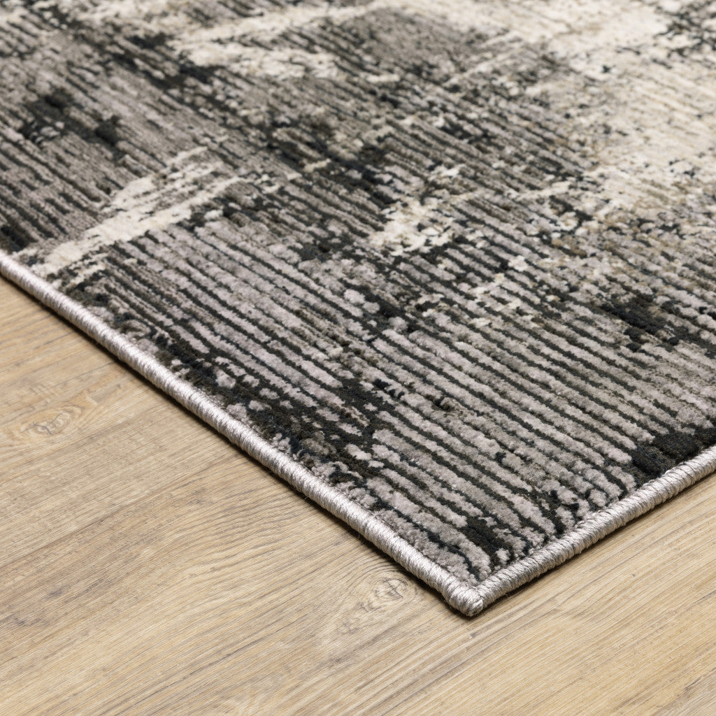 3 X 5 Grey Ivory Charcoal Tan Black And Beige Abstract Power Loom Stain Resistant Area Rug Image 6