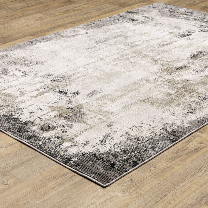 3 X 5 Grey Ivory Charcoal Tan Black And Beige Abstract Power Loom Stain Resistant Area Rug Image 7