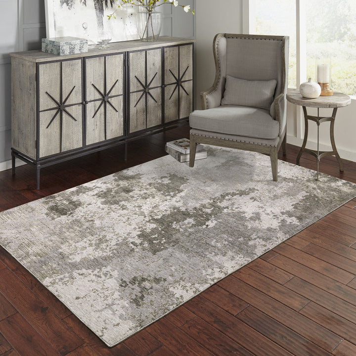 3 X 5 Grey Ivory Beige Tan Brown And Black Abstract Power Loom Stain Resistant Area Rug Image 9