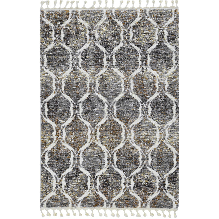 3X5 Grey Sand Machine Woven Space Dyed Ogee Indoor Area Rug Image 1