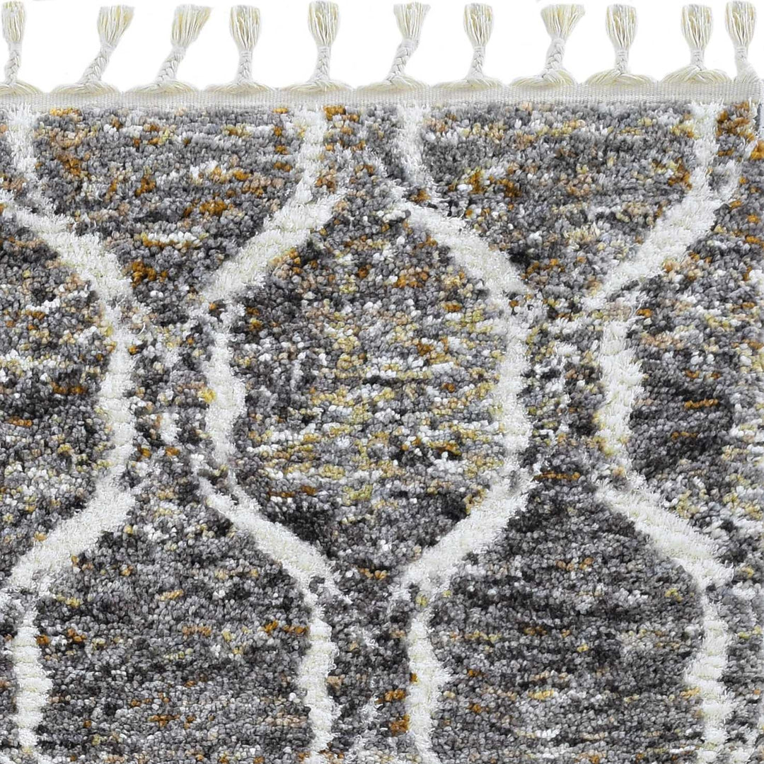 3X5 Grey Sand Machine Woven Space Dyed Ogee Indoor Area Rug Image 2