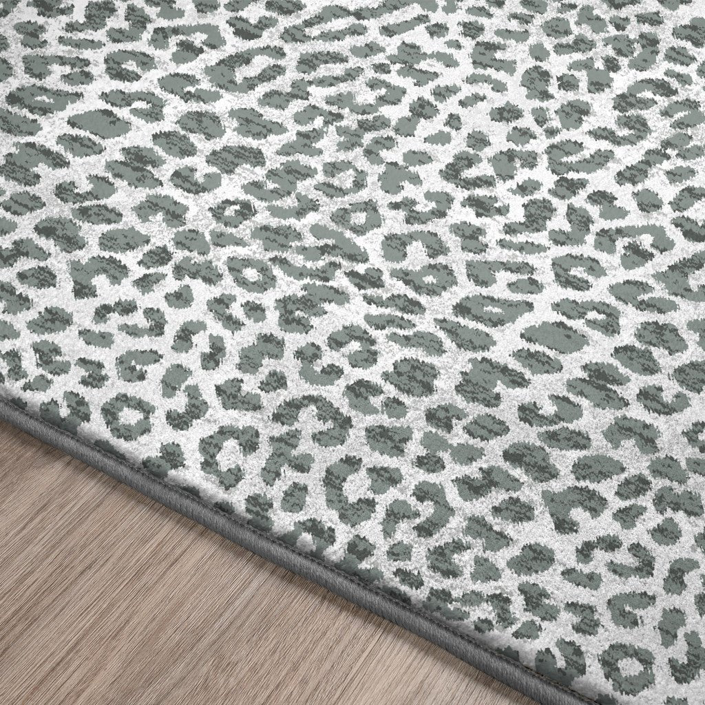 3 X 5 Grey Leopard Print Shag Handmade Non Skid Area Rug Image 7