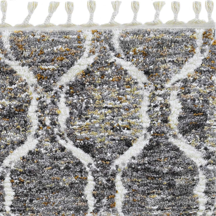 3X5 Grey Sand Machine Woven Space Dyed Ogee Indoor Area Rug Image 3