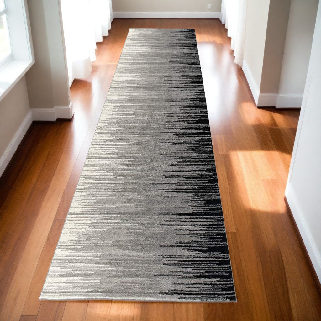 4 X 6 Black Abstract Power Loom Area Rug Image 1