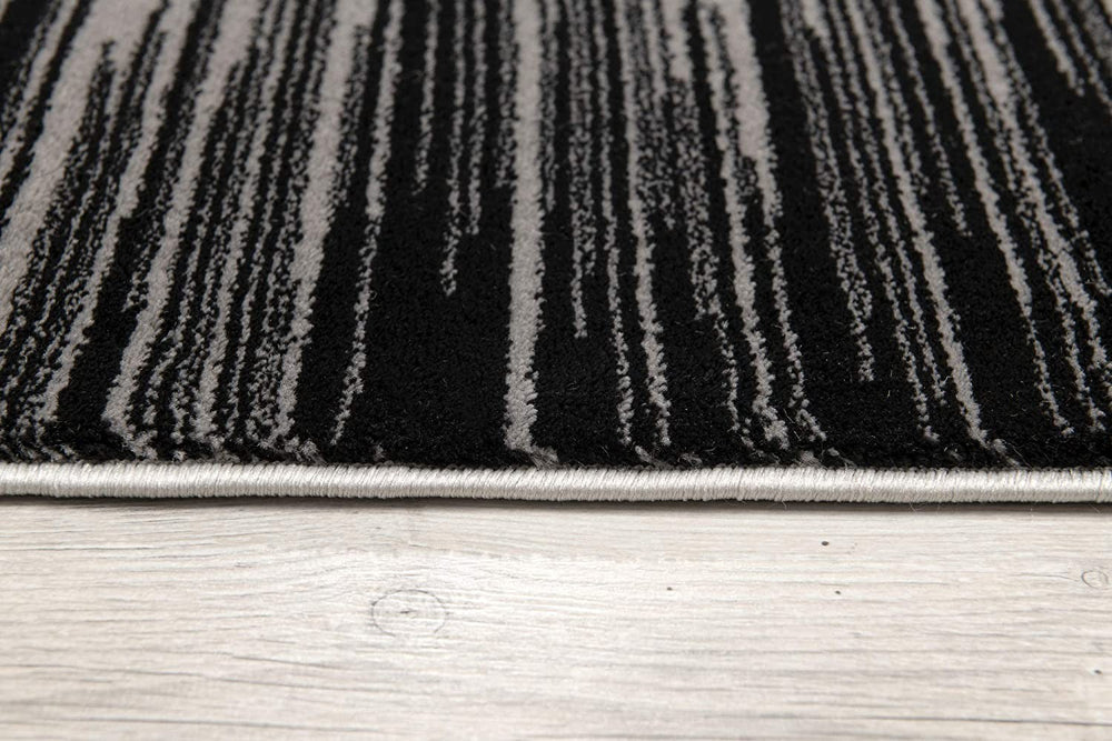 4 X 6 Black Abstract Power Loom Area Rug Image 2