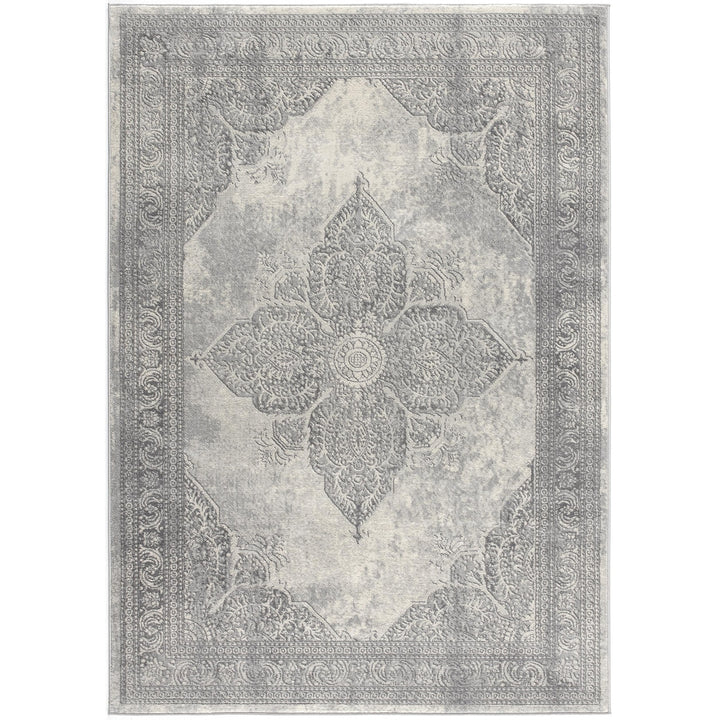 2 X 10 Gray Distressed Medallion Runner Rug Image 1