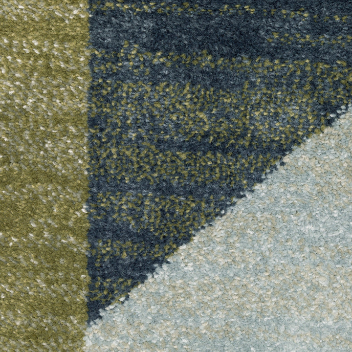 3 X 5 Grey Teal Blue Rust Green And Ivory Geometric Power Loom Stain Resistant Area Rug Image 8