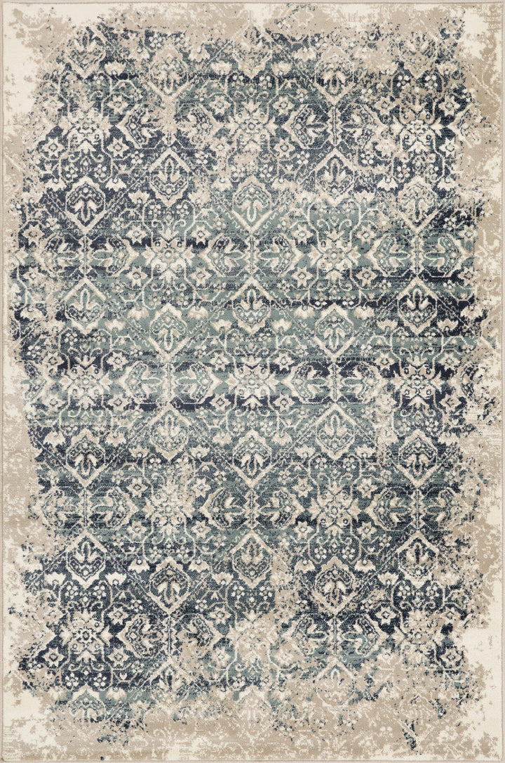 3 X 5 Ivory and Blue Oriental Area Rug Image 1