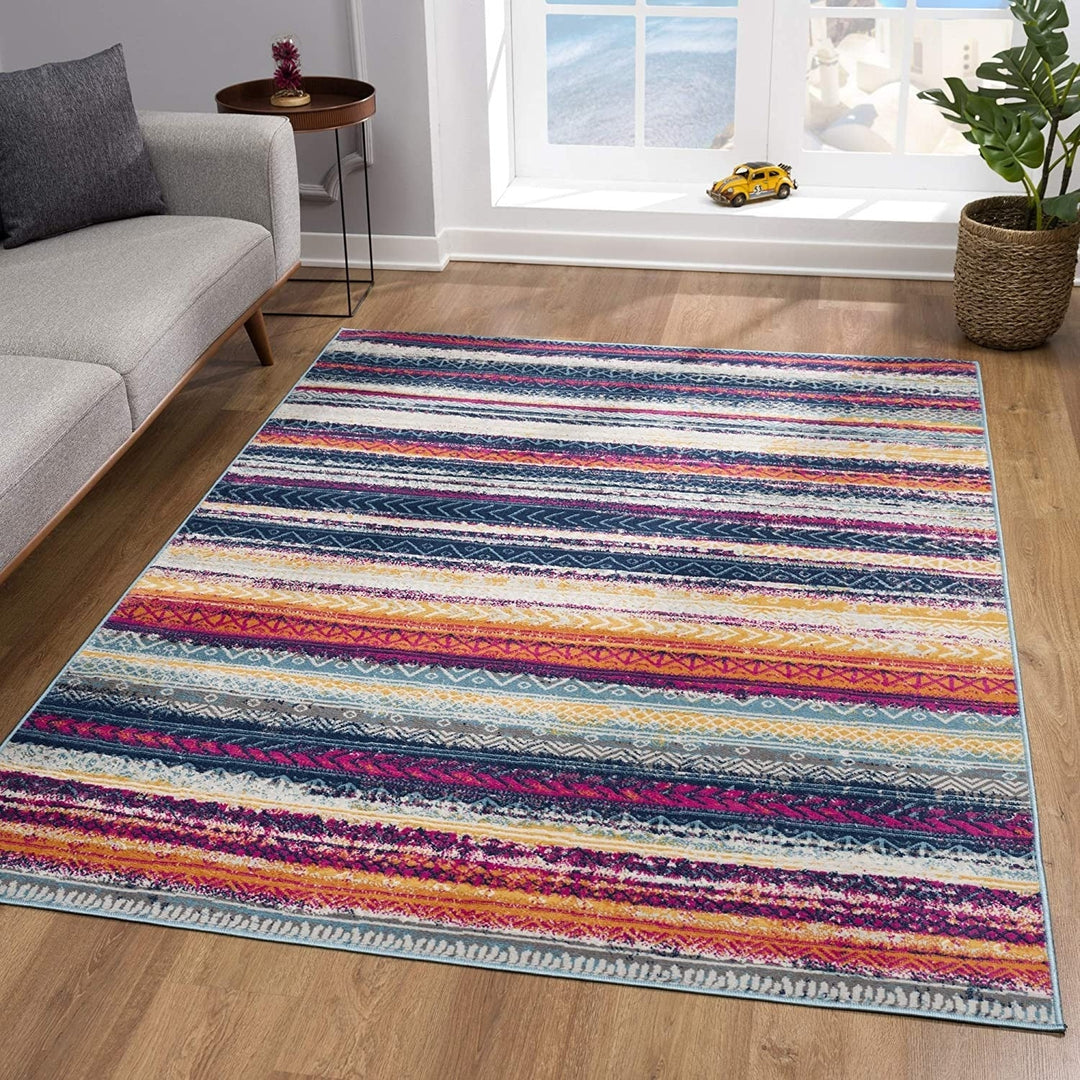 4 X 6 Multicolor Irregular Striped Area Rug Image 2