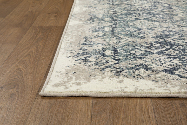 3 X 5 Ivory and Blue Oriental Area Rug Image 2