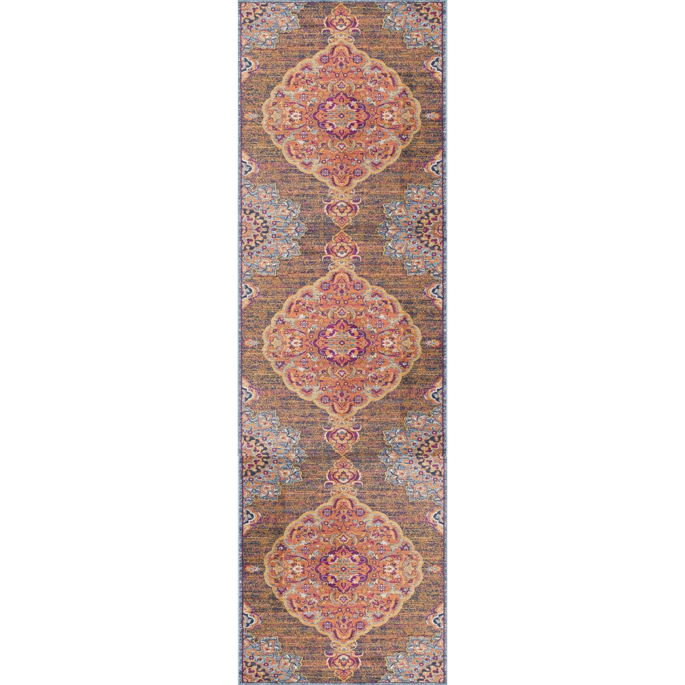 7 X 10 Rustic Orange Medallion Area Rug Image 2