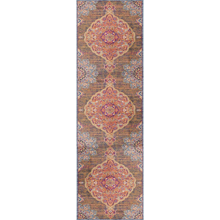 7 X 10 Rustic Orange Medallion Area Rug Image 2