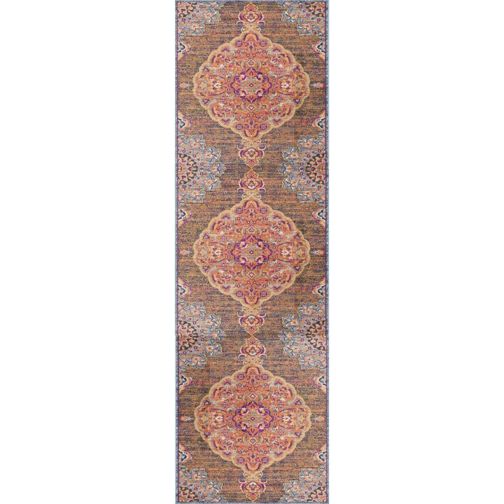 7 X 10 Rustic Orange Medallion Area Rug Image 1