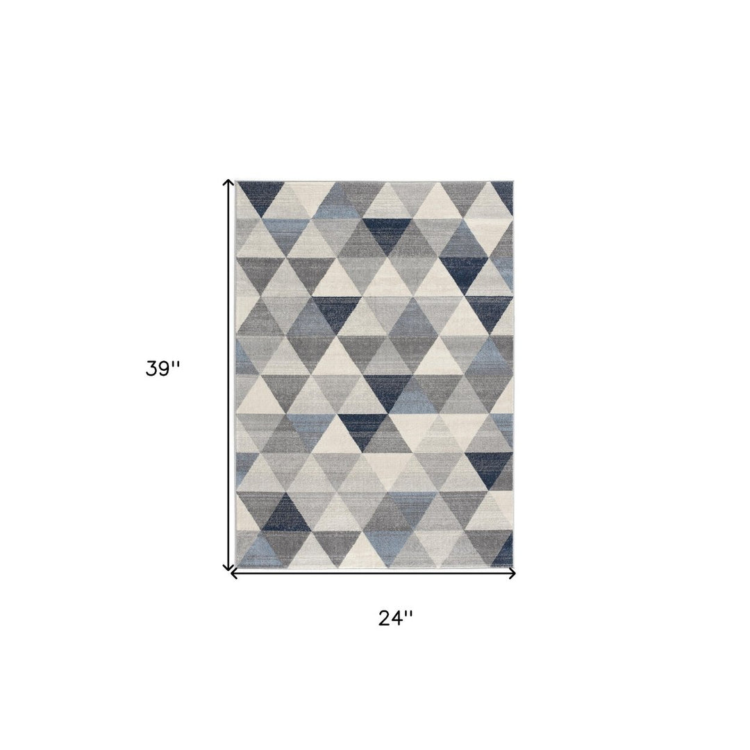 4 X 6 Navy Blue Geometric Diamond Area Rug Image 6