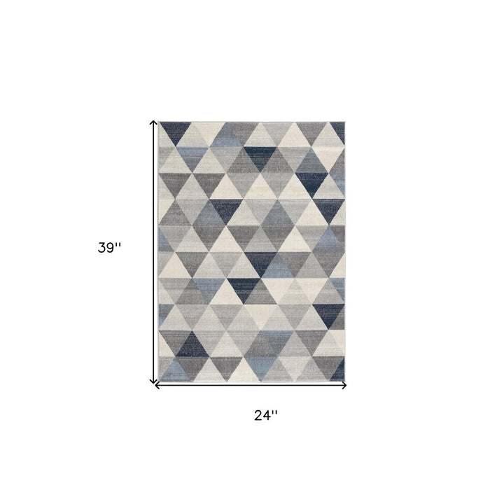 4 X 6 Navy Blue Geometric Diamond Area Rug Image 1