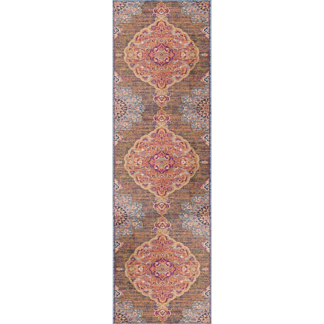 7 X 10 Rustic Orange Medallion Area Rug Image 1