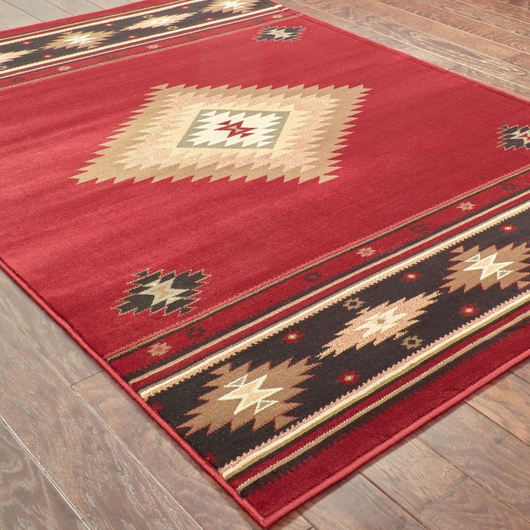 4 X 6 Red And Beige Ikat Pattern Area Rug Image 8