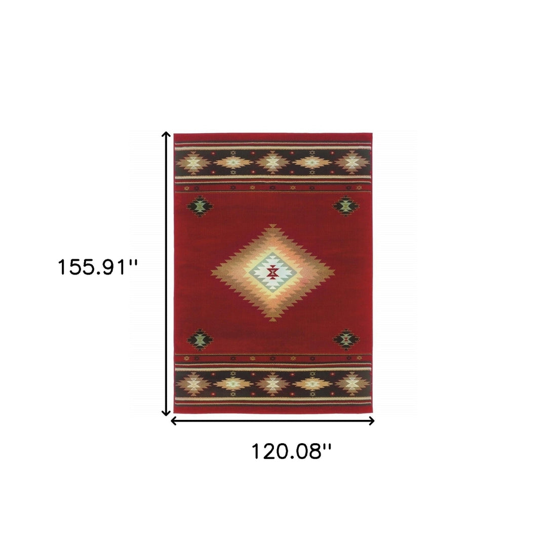 4 X 6 Red And Beige Ikat Pattern Area Rug Image 7