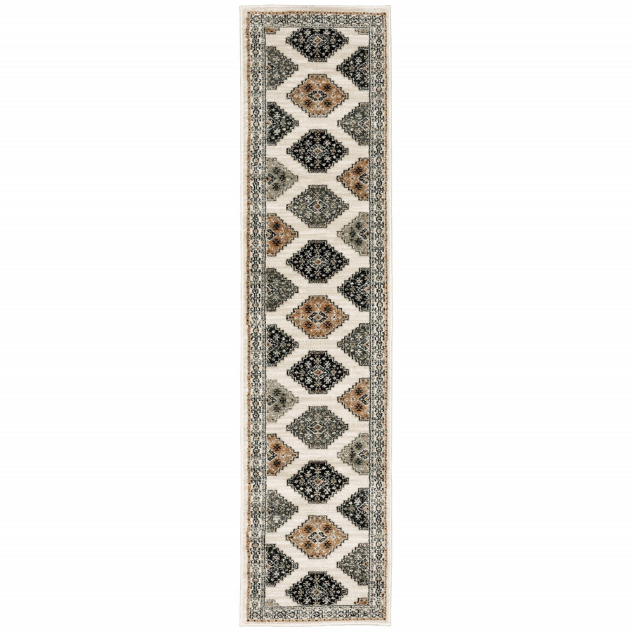 8 X 10 Abstract Ivory And Gray Geometric Indoor Area Rug Image 1