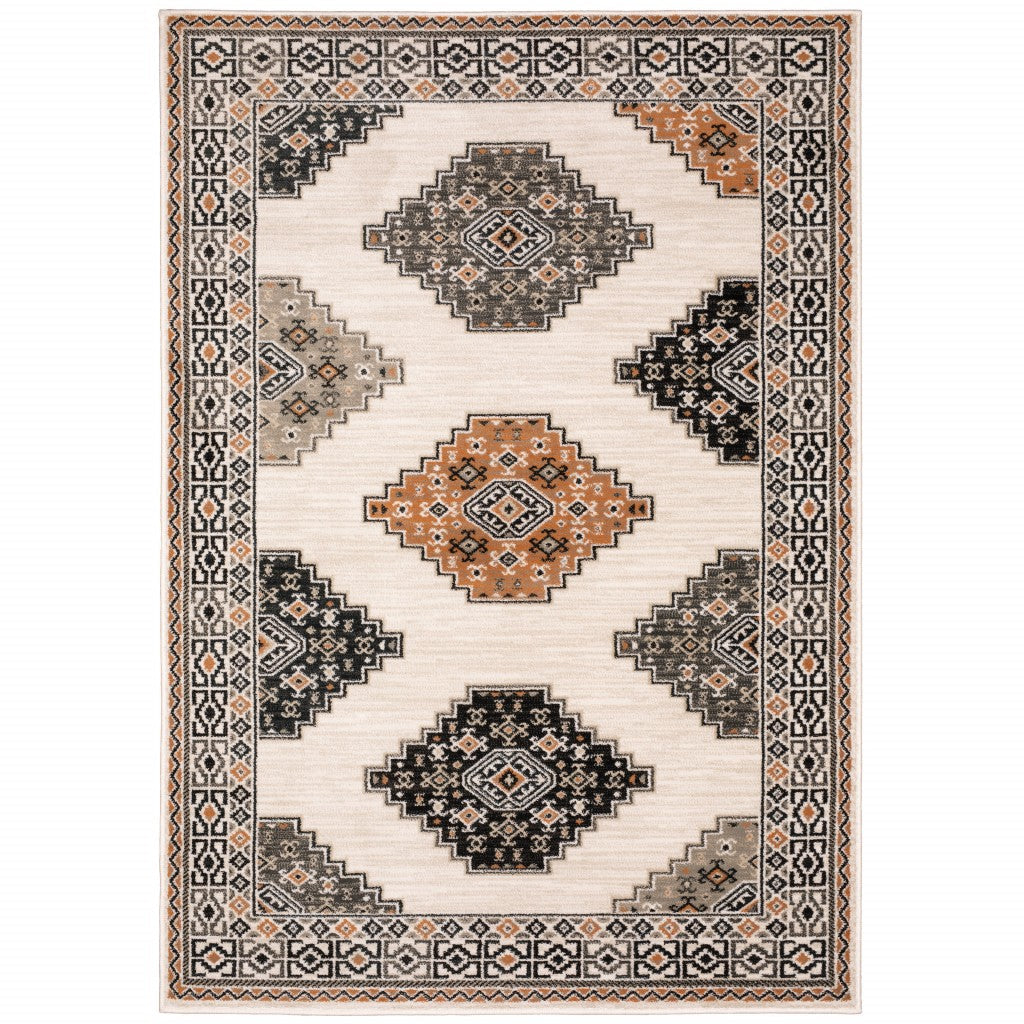 8 X 10 Abstract Ivory And Gray Geometric Indoor Area Rug Image 3