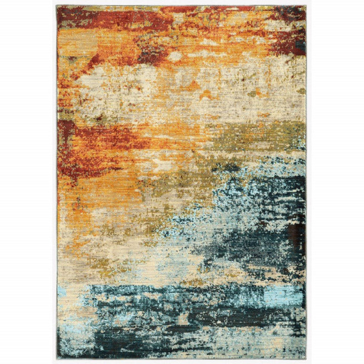 8X11 Blue And Red Distressed Area Rug Image 6