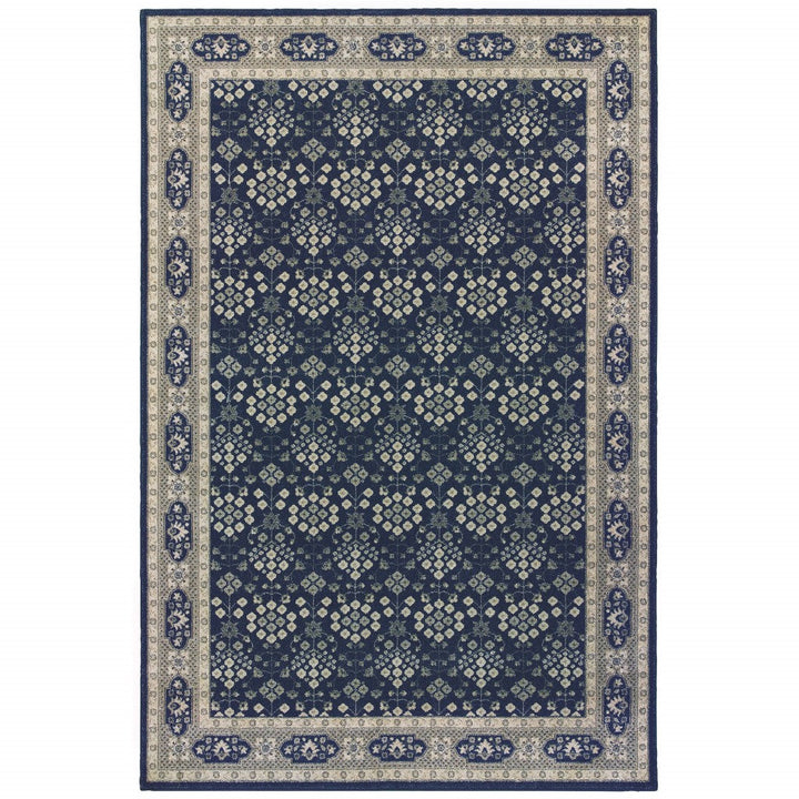 5X8 Navy And Gray Floral Ditsy Area Rug Image 1