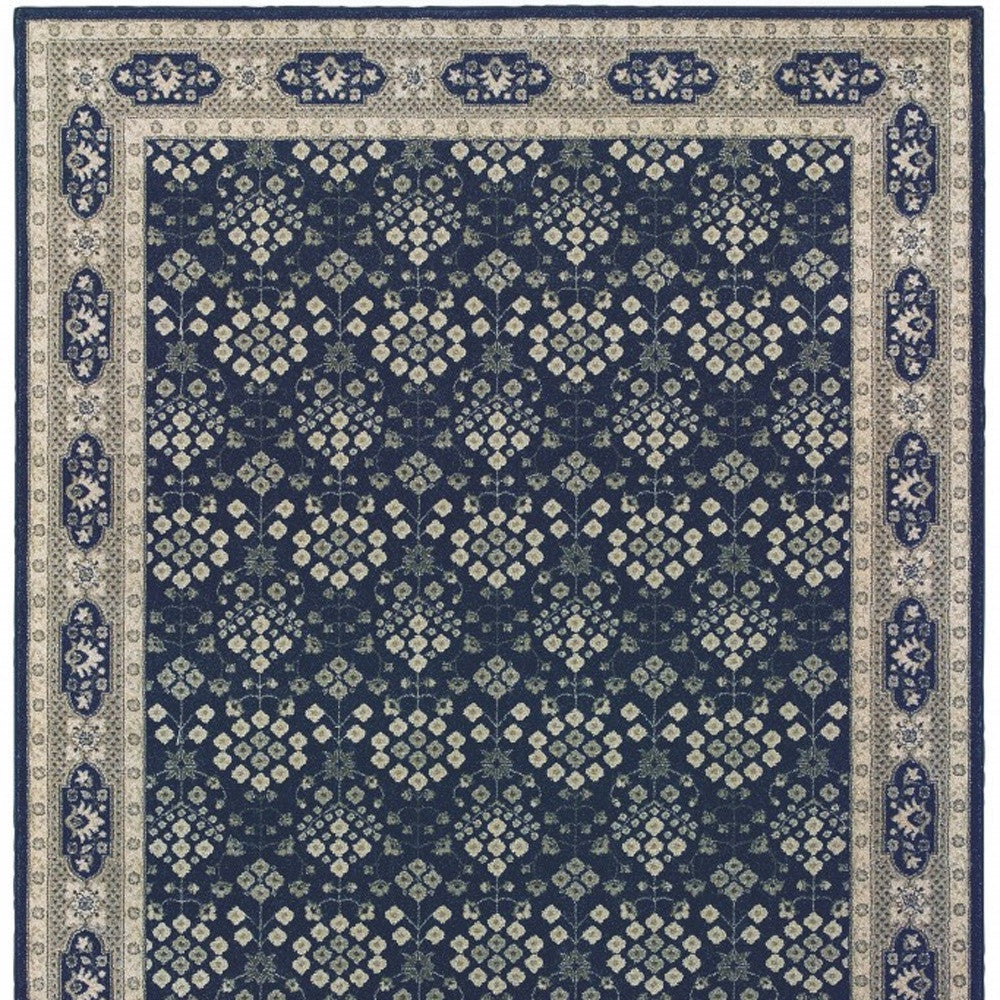 5X8 Navy And Gray Floral Ditsy Area Rug Image 8