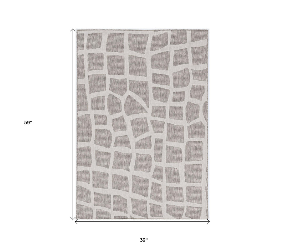 3 X 4 Gray and Ivory Cobblestone Area Rug Image 2