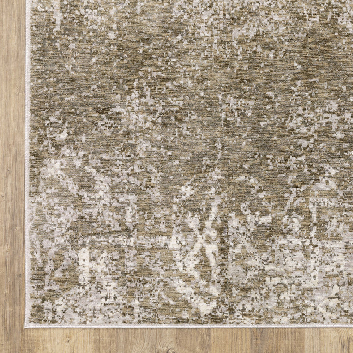 3 X 5 Ivory Grey Tan Brown And Beige Abstract Power Loom Stain Resistant Area Rug Image 3