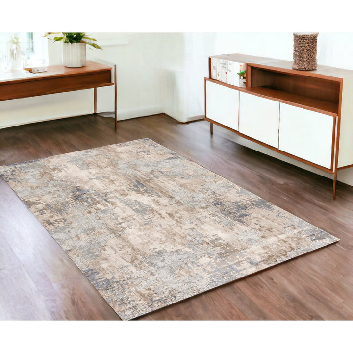 3 X 5 Beige Abstract Dhurrie Area Rug Image 1