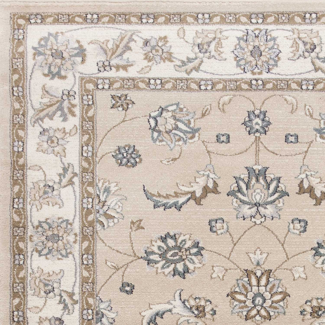 5X8 Beige Ivory Bordered Floral Indoor Area Rug Image 3