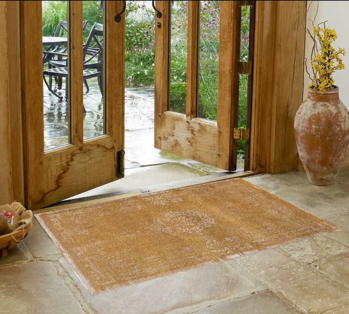 3 X 5 Orange and White Medallion Non Skid Area Rug Image 1