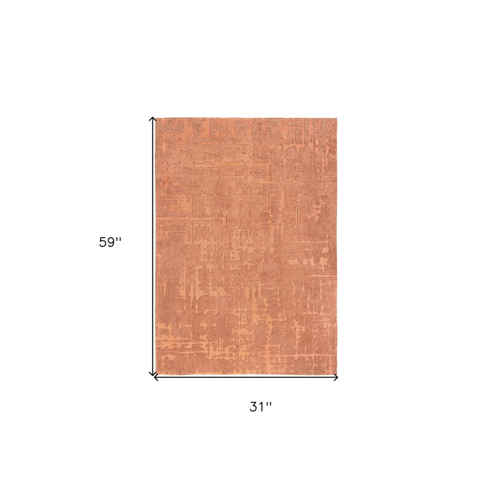 3 X 5 Orange Abstract Non Skid Area Rug Image 3