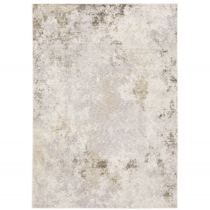 3 X 5 Beige Ivory Tan Grey And Brown Abstract Power Loom Stain Resistant Area Rug Image 1