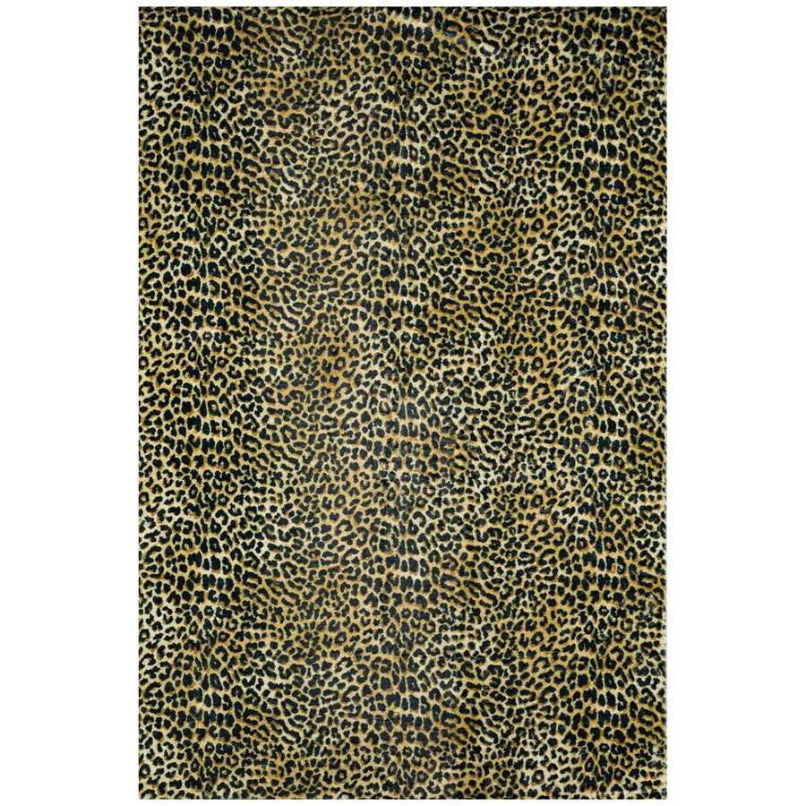 3 X 5 Black and Gold Leopard Print Shag Handmade Non Skid Area Rug Image 1