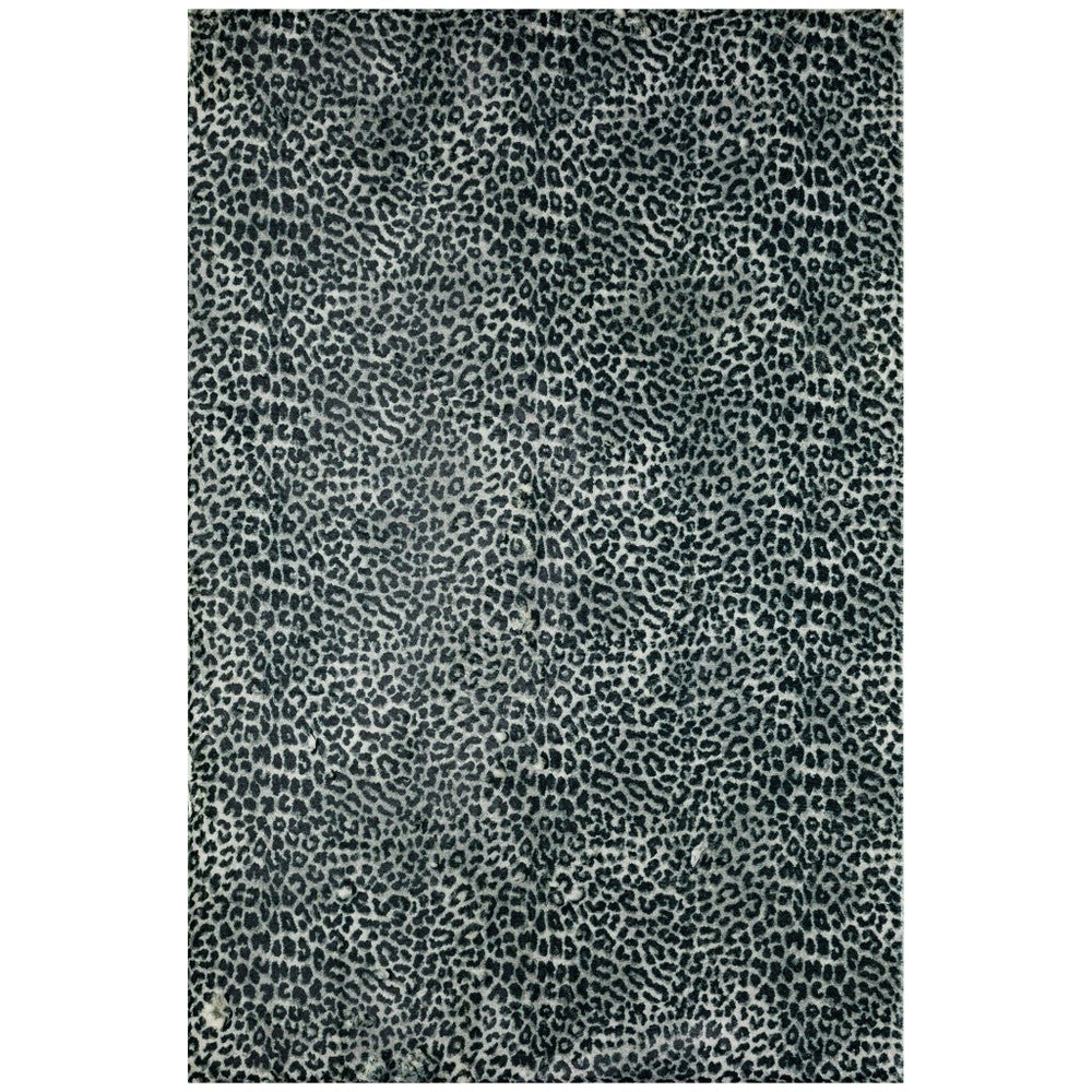 3 X 5 Black and Gray Leopard Print Shag Handmade Non Skid Area Rug Image 2