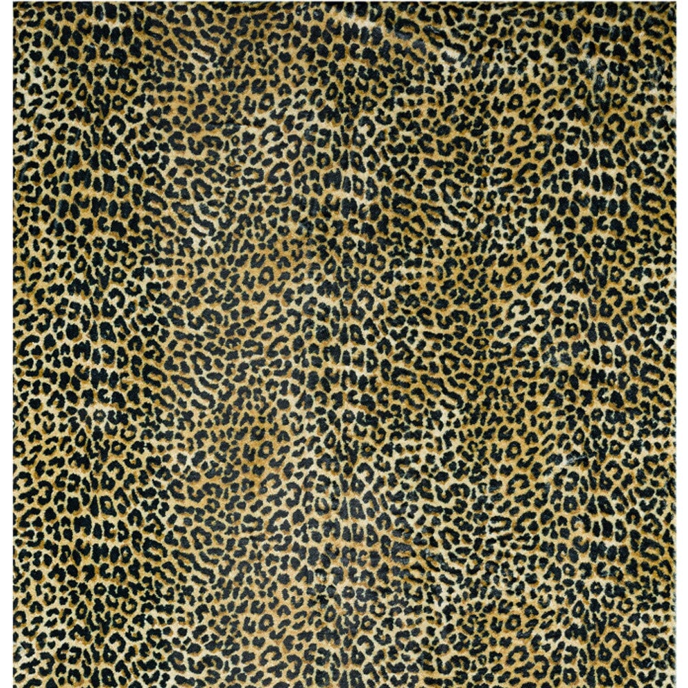 3 X 5 Black and Gold Leopard Print Shag Handmade Non Skid Area Rug Image 4