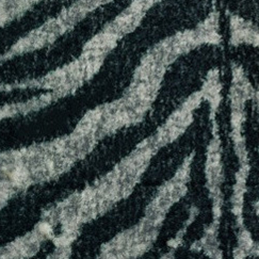 3 X 5 Black and Gray Zebra Print Shag Handmade Non Skid Area Rug Image 4