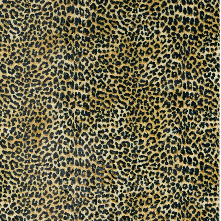 3 X 5 Black and Gold Leopard Print Shag Handmade Non Skid Area Rug Image 9