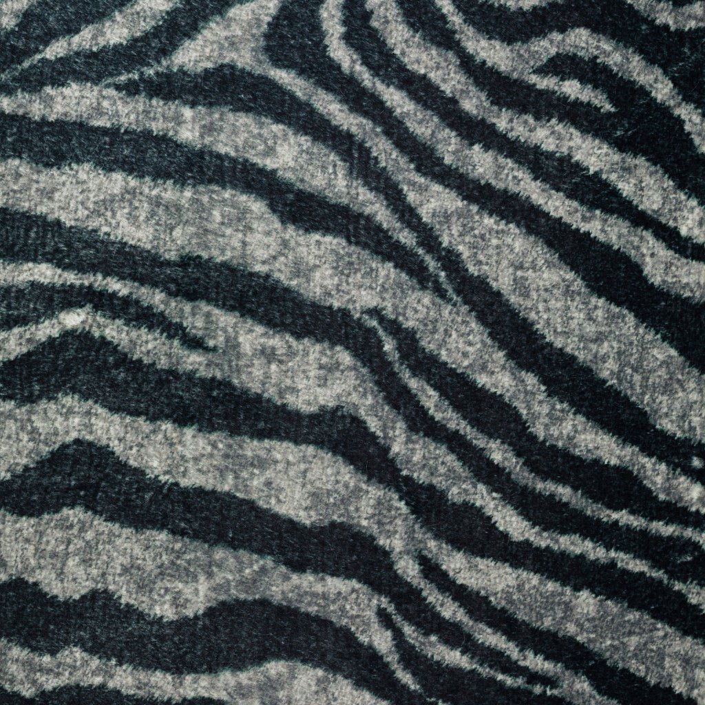 3 X 5 Black and Gray Zebra Print Shag Handmade Non Skid Area Rug Image 10