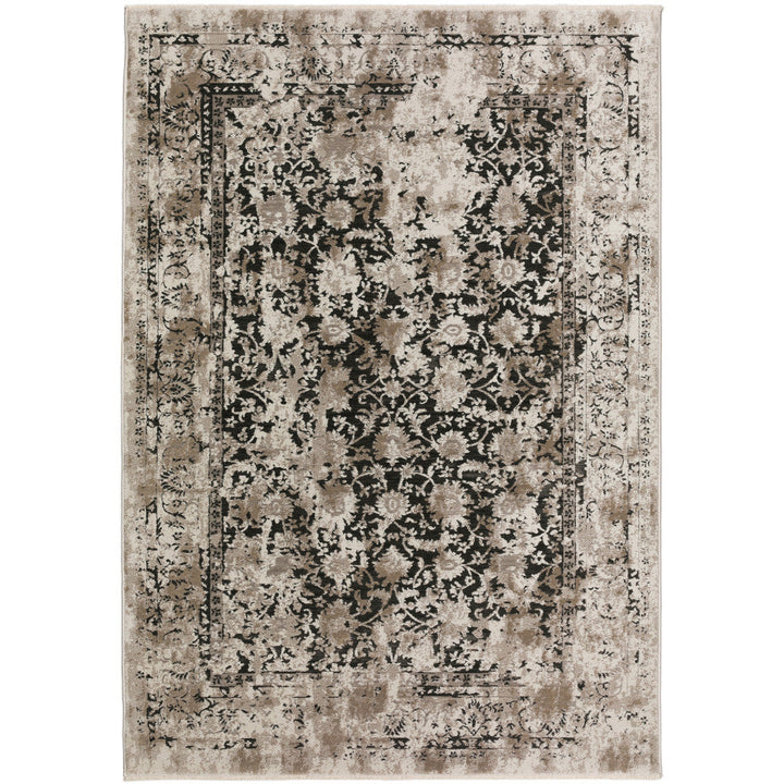 3 X 5 Black Oriental Area Rug With Fringe Image 1