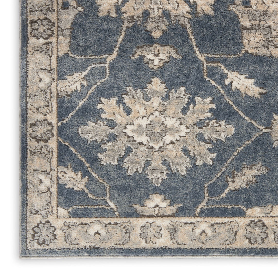 3 X 5 Blue And Beige Oriental Power Loom Non Skid Area Rug Image 3