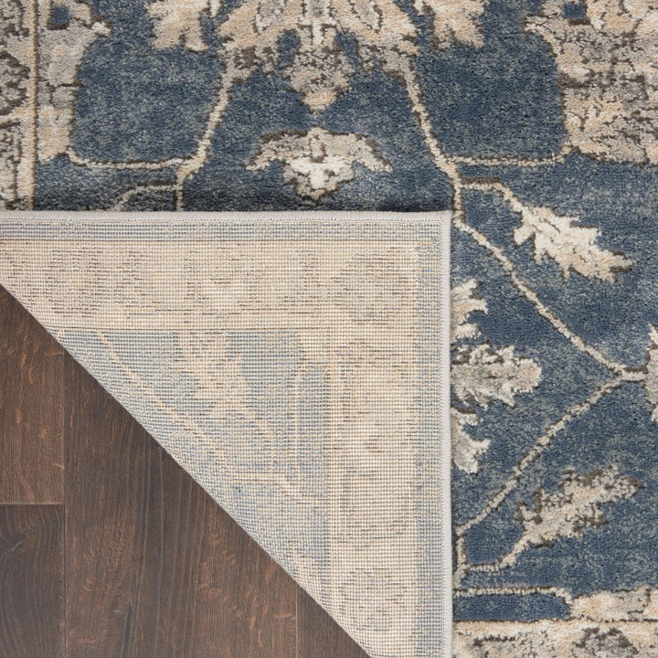 3 X 5 Blue And Beige Oriental Power Loom Non Skid Area Rug Image 4