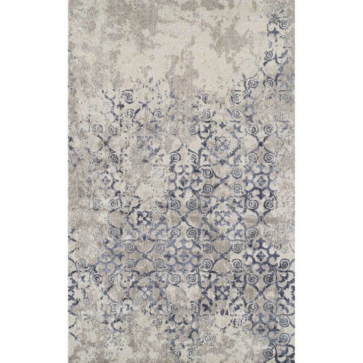 3 X 5 Blue and Ivory Oriental Distressed Area Rug Image 2