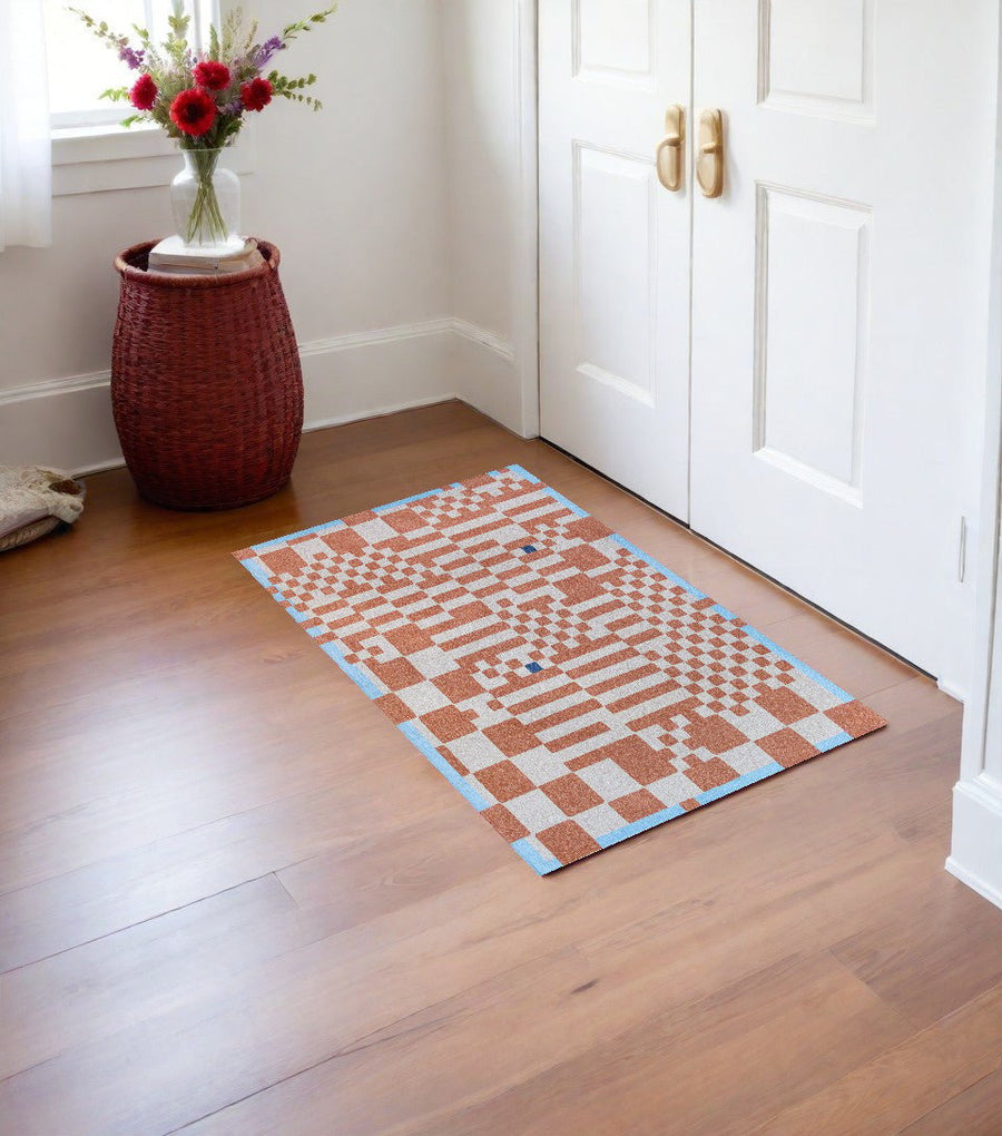 3 X 5 Blue and Red Geometric Non Skid Area Rug Image 1