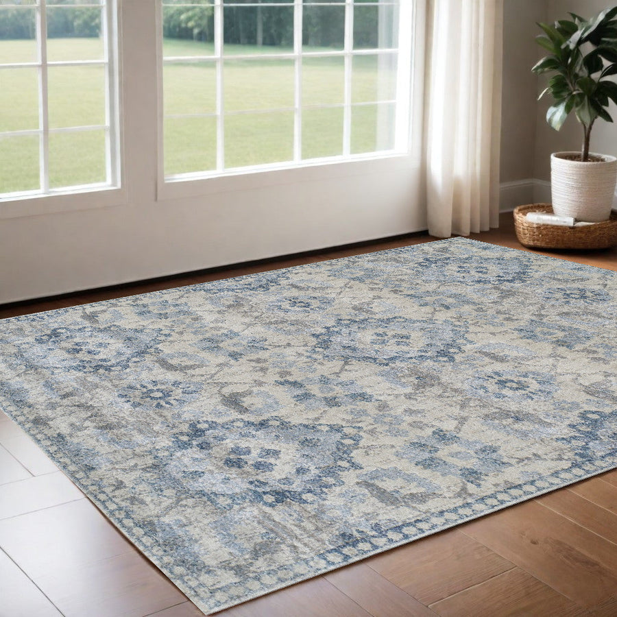 3 X 5 Blue Oriental Area Rug Image 1