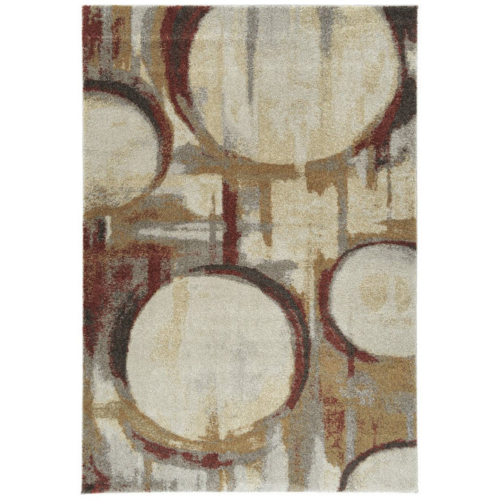 3 x 5 Brick Ivory And Gold Abstract Geometric Area Rug Image 2