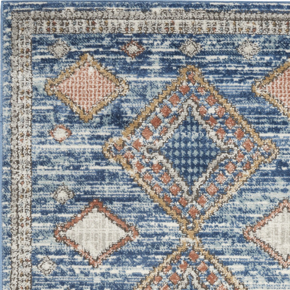 3 X 5 Blue Southwestern Power Loom Non Skid Area Rug Image 3