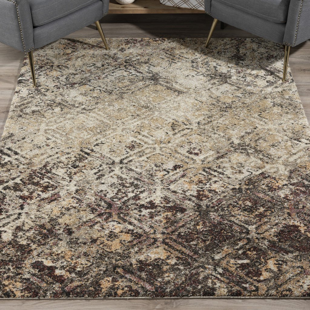 3 X 5 Brown Diamond Area Rug Image 7